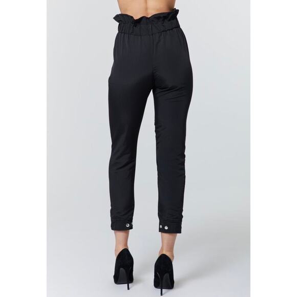 EUC RtA Leon Black Paperbag Waist Zip Ankle Pants S Small Jogger Trousers Silver - Picture 12 of 16